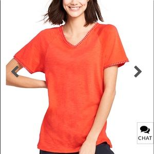 Lands End starfish trimmed dolman neck orange EUC